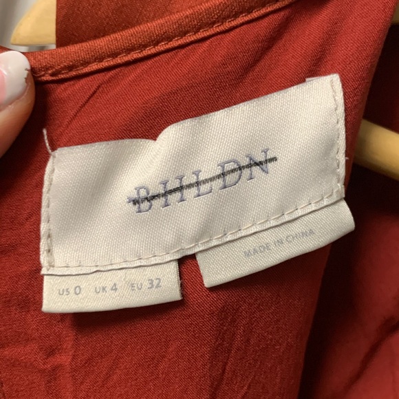 BHLDN Anthropologie Canyon Copper/Rust Satin Tie Back Sleeveless Dress size 0 - Picture 5 of 9